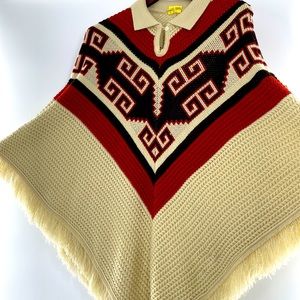 Vintage Knit Poncho 1970’s Grandma Chic/ Boho Style
